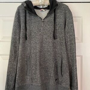 Women’s Roxy Heather Gray Quarter-Zip Hooded Sweater